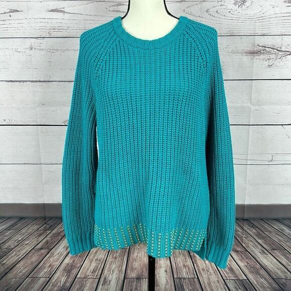 Michael Kors Sweater Womens Large Pull Over Chunky Long Sleeve studded - Picture 1 of 12